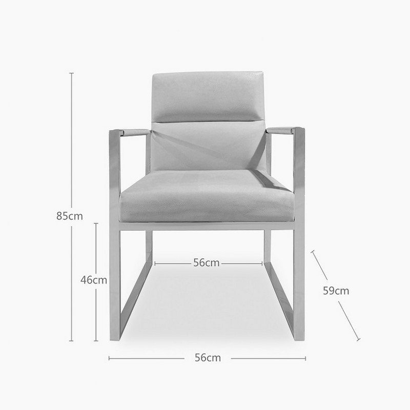 contemporary stainless steel frame upholstered dining arm chair 6